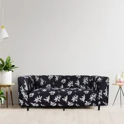 HOUSE OF QUIRK Black 4-Seater Stretchable Non-Slip Sofa Slipcover-image-77