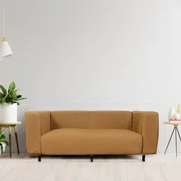 HOUSE OF QUIRK Tan Solid 1-Seater Stretchable Non-Slip Sofa Slipcover-image-96