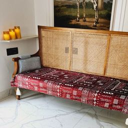 THROWPILLOW Maroon & White Printed Polyester 1 Piece Sofa Cover-15