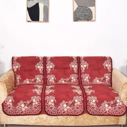 BELLA TRUE Red & Brown 6 Pieces Printed 5 Seater Sofa Covers image 2