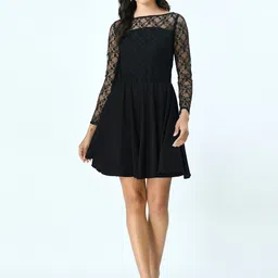 V&M Black Floral Scuba Dress-image-28