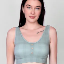 Gopalvilla Checked Full Coverage Lightly Padded Worout Bra With All Day Comfort-4