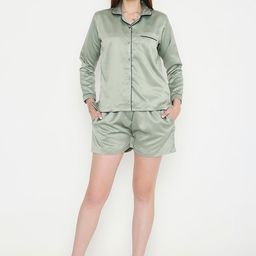 Arendelle Lapel Collar Satin Night suit-image-99