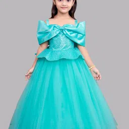 Pink Chick Girls Embellished Shoulder Straps Bow Detailed Fit & Flare Maxi Dress-image-59