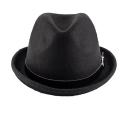 The Tie Hub Men Black Solid Fedora Hat-9