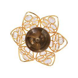 Homesake Set of 2 Gold & White Lotus-Shaped Crystal Diyas-27