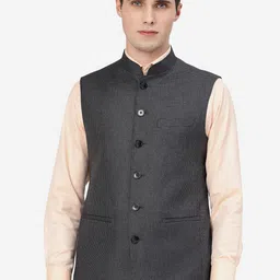 MODI JACKET Men Textured Terry Wool Nehru Jacket-55