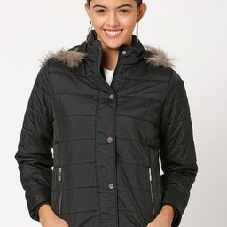 SPYKAR Women Black Casual Padded Jacket-image-49