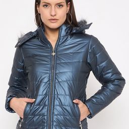 Duke Long Sleeves Faux Fur Trim Hood Puffer Jacket-image-61