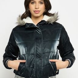 Duke Long Sleeves Faux Fur Trim Hood Puffer Jacket-23