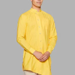 ROYAL KURTA Men Yellow Thread Work Summer Sheers Kurta-image-15