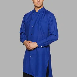 ROYAL KURTA Men Blue Cotton Kurta-picture-41