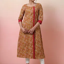 Sangria Floral-Printed Cotton A-Line Kurta-picture-18