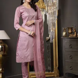 Stylum Ethnic Motifs Yoke Design Regular Sequinned Kurta With Trousers & Dupatta image 4