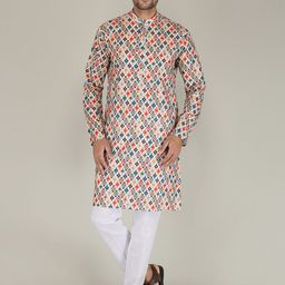 FUBAR Men Multicoloured Floral Printed Pure Cotton Kurta with Churidar-13