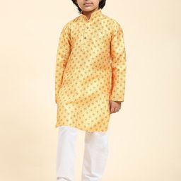 Pro-Ethic STYLE DEVELOPER Boys Floral Printed Thread Work Kurta with Pyjamas-11