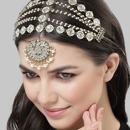 KARATCART Gold Plated Kundan studded Matha Patti-16