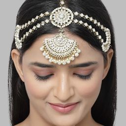 KARATCART Gold Plated Kundan studded Matha Patti-image-57