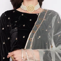 Clora Creation Ethnic Motifs Embellished Gotta Patti Net Dupatta image 5