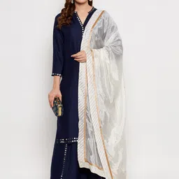 Clora Creation Off White & Gold-Toned Printed Dupatta with Gotta Patti image 3