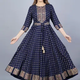 JAIPURI COLLECTION Ethnic Motifs Printed Maxi Ethnic Dress-picture-43