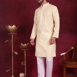 Jompers Ethnic Motifs Printed Pure Cotton Kurta With Pyjamas-image-58