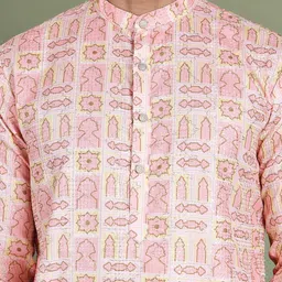 Jompers Men Printed Regular Sequinned Kurta with Pyjamas image 3