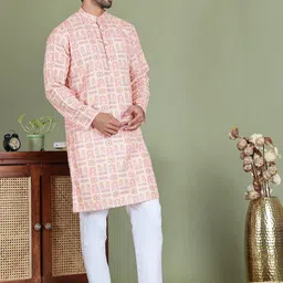 Jompers Men Printed Regular Sequinned Kurta with Pyjamas image 4
