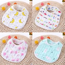 BabyGo Muslin Pure Cotton Cartoon Print 8 Layer Baby Bibs Set of 2 (Multicolor) image 4