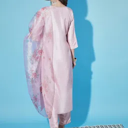 PPTOSS Ethnic Motifs Sequinned Yoke Design Regular Kurta With Trousers & Dupatta image 4