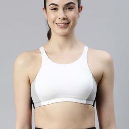 Enamor White & Black Colourblocked SB26 Non Padded Wirefree Bra SB26-picture-51