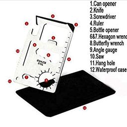 VENEKETY Multi-Purpose 11 in 1 Credit Card Size Wallet Ninja Pocket Tool Small Silver image 3