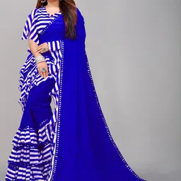 Rashiklal and Co. Mirror Work Pure Georgette Leheriya Saree-picture-15