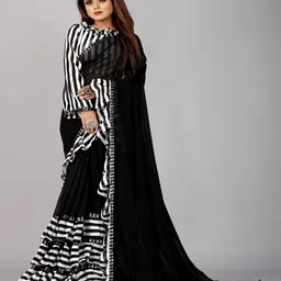 Rashiklal and Co. Leheriya Mirror Work Pure Georgette Leheriya Saree-picture-13
