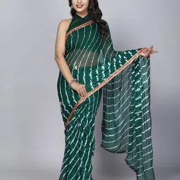 VL SAREES Leheriya Printed Gotta Patti Leheriya Saree-22