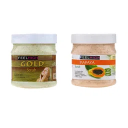 FEELHIGH Set Of 2 Gold & Papaya Face & Body Scrubs 500ml Each-31