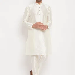 VASTRAMAY Mandarin Collar Straight Kurta with Pyjamas-picture-48