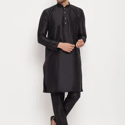 VASTRAMAY Mandarin Collar Straight Kurta with Trousers-image-75