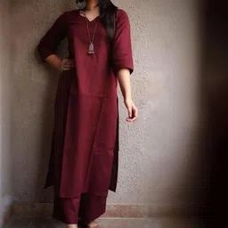 HETVI CREATION Notch Neck Straight Kurta with Trousers-image-28