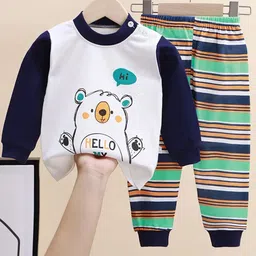 Bold N Elegant Kids Printed Round Neck T-shirt With Pyjamas-image-88