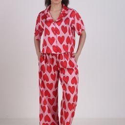 Masha Conversational Printed Lapel Collar Satin Night suit-image-67