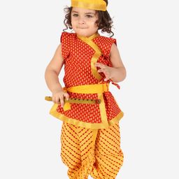 KID1 Boys Floral Woven Design Angrakha Kurta With Dhoti Pants-image-97