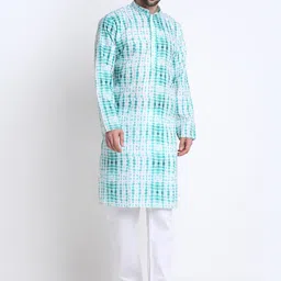 KRAFT INDIA Dyed Mandarin Collar Kurta With Pyjamas-image-44