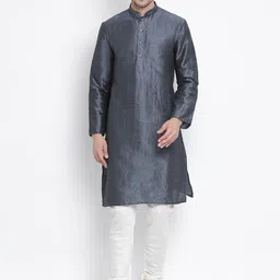 VASTRAMAY Mandarin Collar Straight Kurta With Churidar-image-34