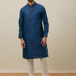 Manyavar Ethnic Motif Woven Design Mandarin Collar Kurta With Churidar-image-45