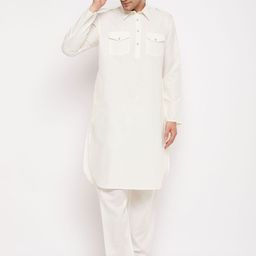 VASTRAMAY Shirt Collar Pathani Kurta With Pyjamas-picture-13