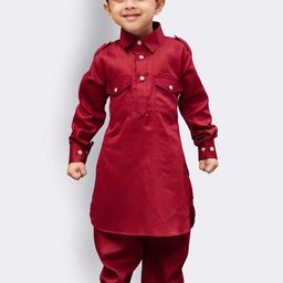 VASTRAMAY Boys Shirt Collar Long Sleeves Straight Kurta with Pyjama-21