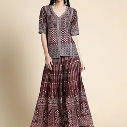 ZARIMO Embroidered Top & Palazzos Co-Ords-image-1