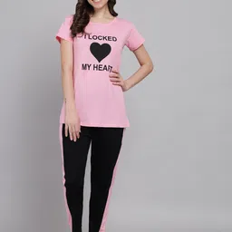 Funday Fashion Typography Printed Cotton Night suit-13