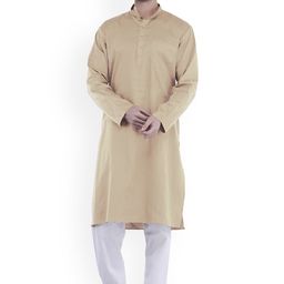 Exotic India Solid Mandarin Collar Straight Pure Cotton Kurta With Pyjamas-image-72